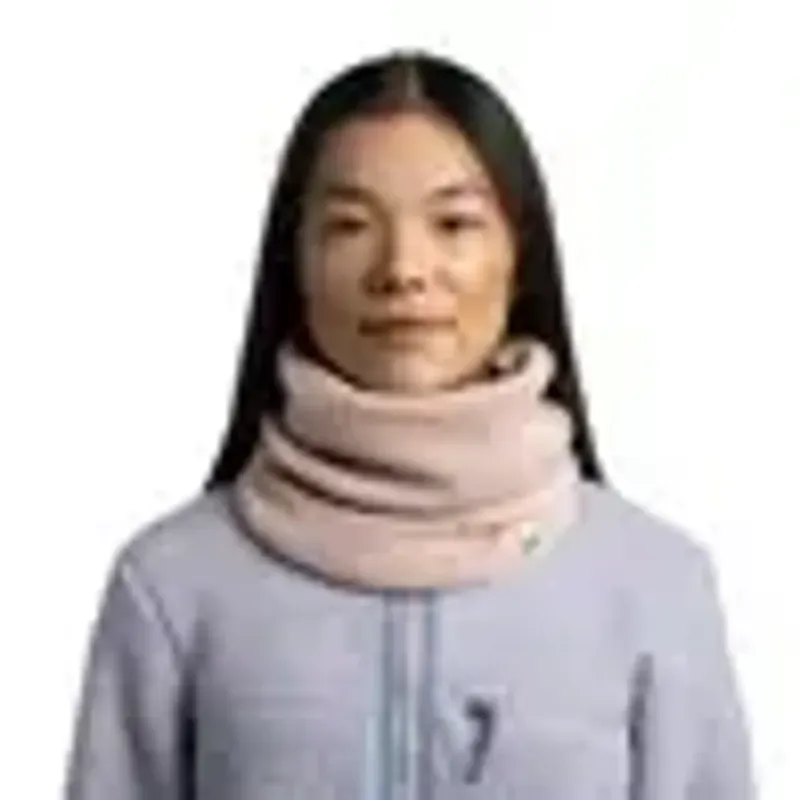 Buff Knitted Polar Neck Warmer in Renvi Peach Beige-2