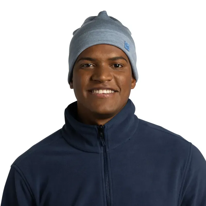 Buff Merino Heavyweight Beanie in Solid Light Blue-2