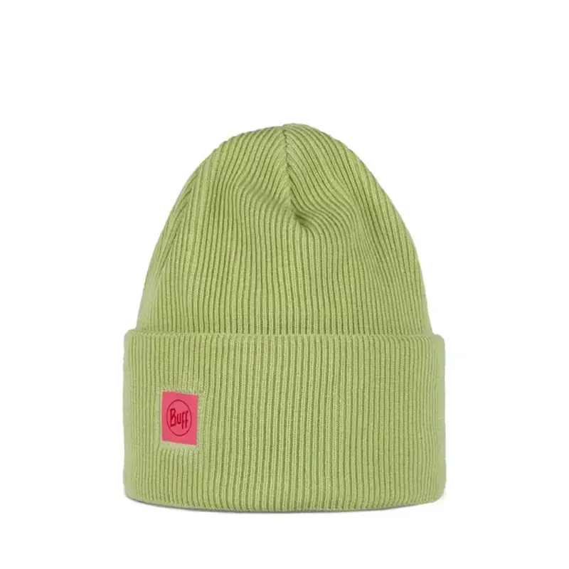 Buff Crossknit Beanie in Solid Sheen Yellow Green