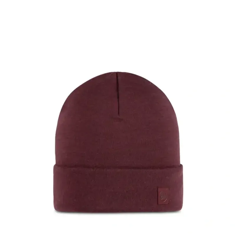 Buff Merino Heavyweight Beanie in Solid Garnet