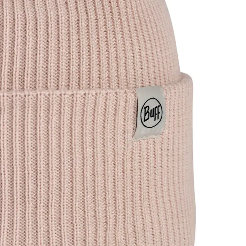 Buff Knitted Beanie in Renvi Peach Beige-1