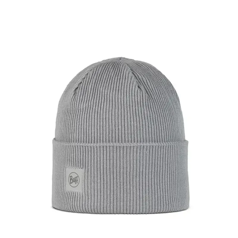 Buff Crossknit Beanie in Solid Light Grey
