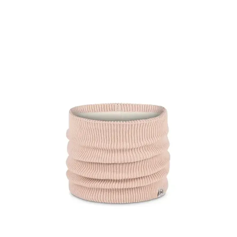 Buff Knitted Polar Neck Warmer in Renvi Peach Beige