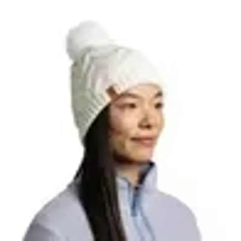 Buff Knitted and Polar Beanie in Caryn White-2