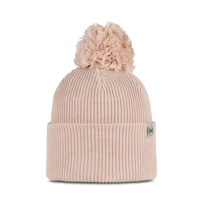 Buff Knitted Beanie in Renvi Peach Beige