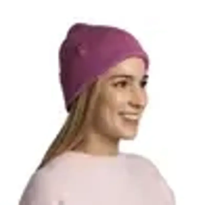 Buff Knitted Beanie in Merix Orchid-3