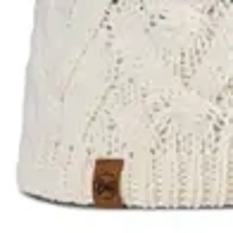 Buff Knitted and Polar Beanie in Caryn White-3