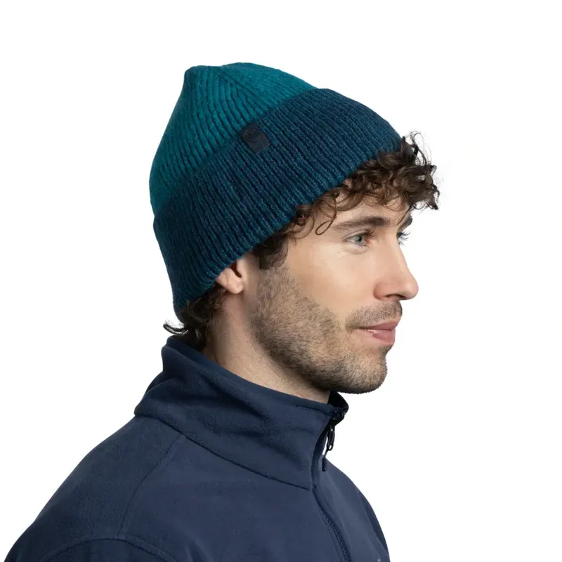 Buff Knitted Beanie in Marin Blue Ink-3