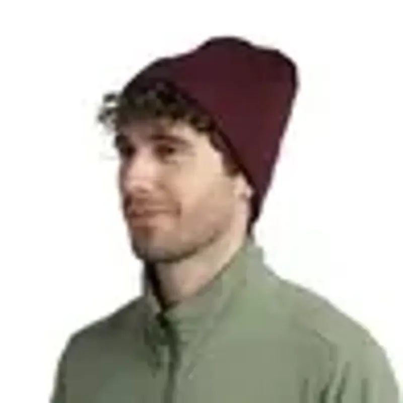Buff Merino Heavyweight Beanie in Solid Garnet-3