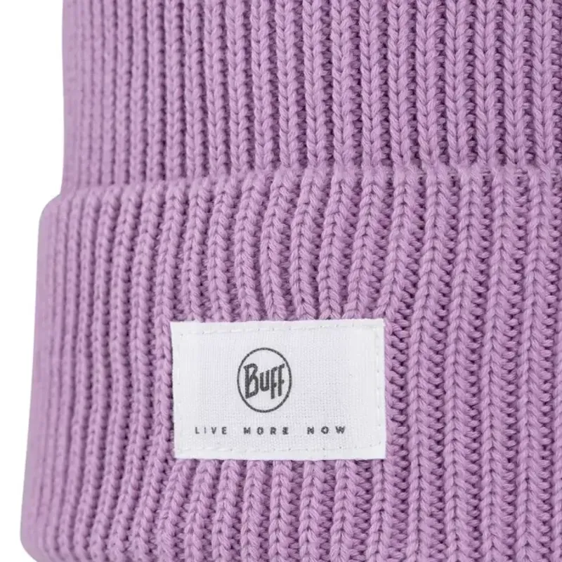 Buff Knitted Beanie in Drisk Orchid-1