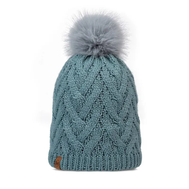 Buff Knitted And Fleece Band Beanie in Caryn Blue Grass