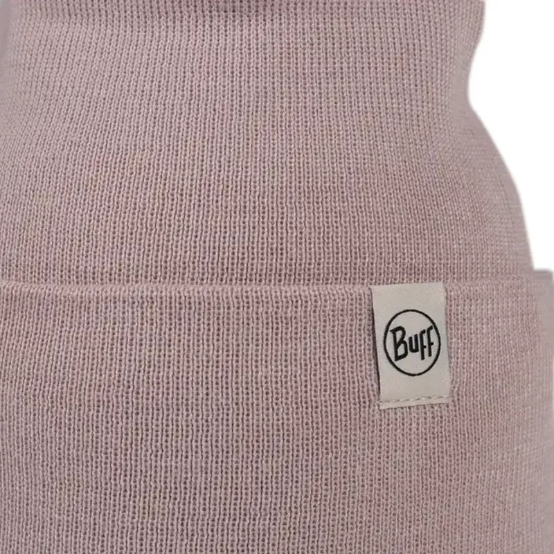 Buff Knitted Beanie in Lilon Rosewood-1