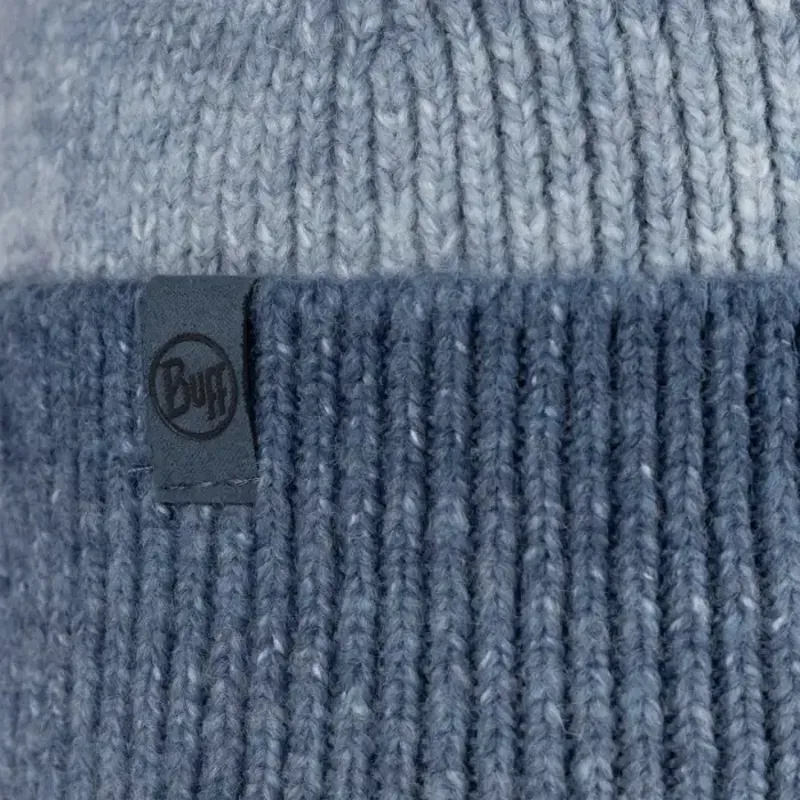Buff Knitted Beanie in Marin Palace Blue-1