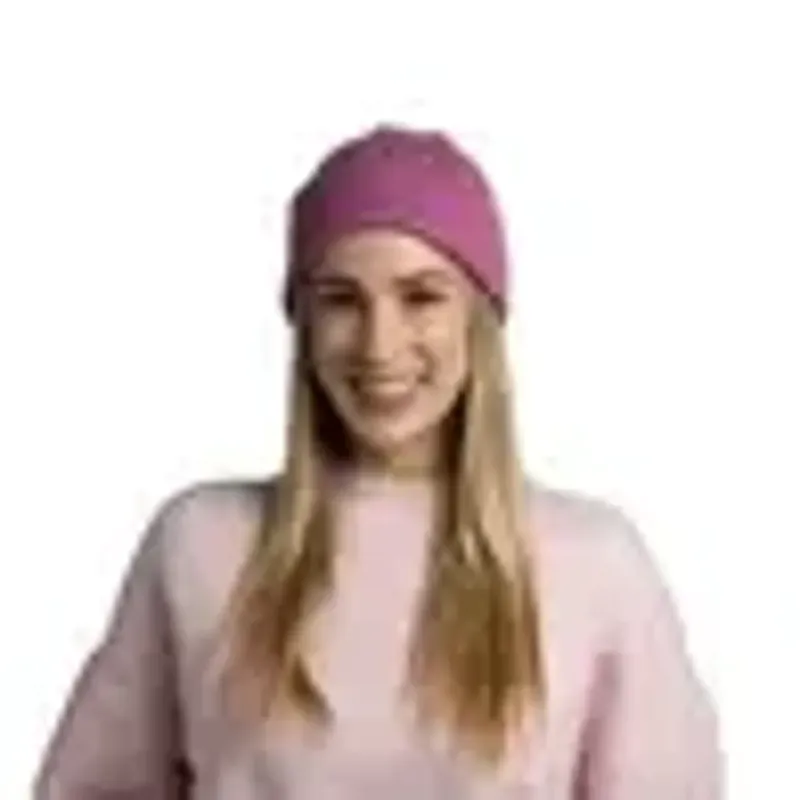 Buff Knitted Beanie in Merix Orchid-2