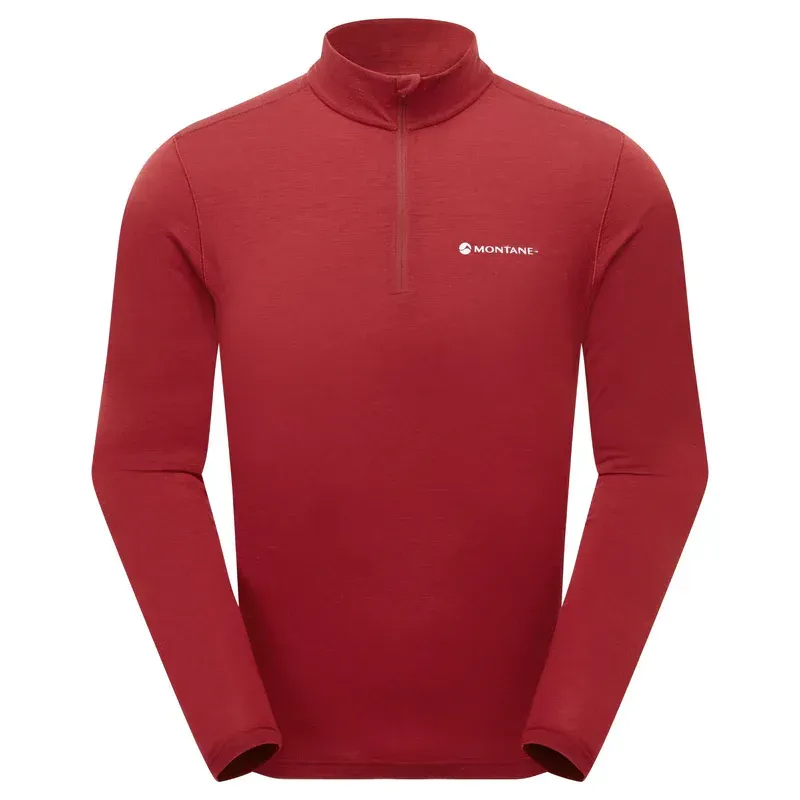 Montane Malli Long Sleeve Zip Merino T-Shirt in Dark Maple