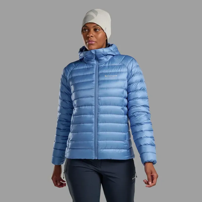 Montane Women's Anti Freeze Hooded Down Jacket in Cornflower-1