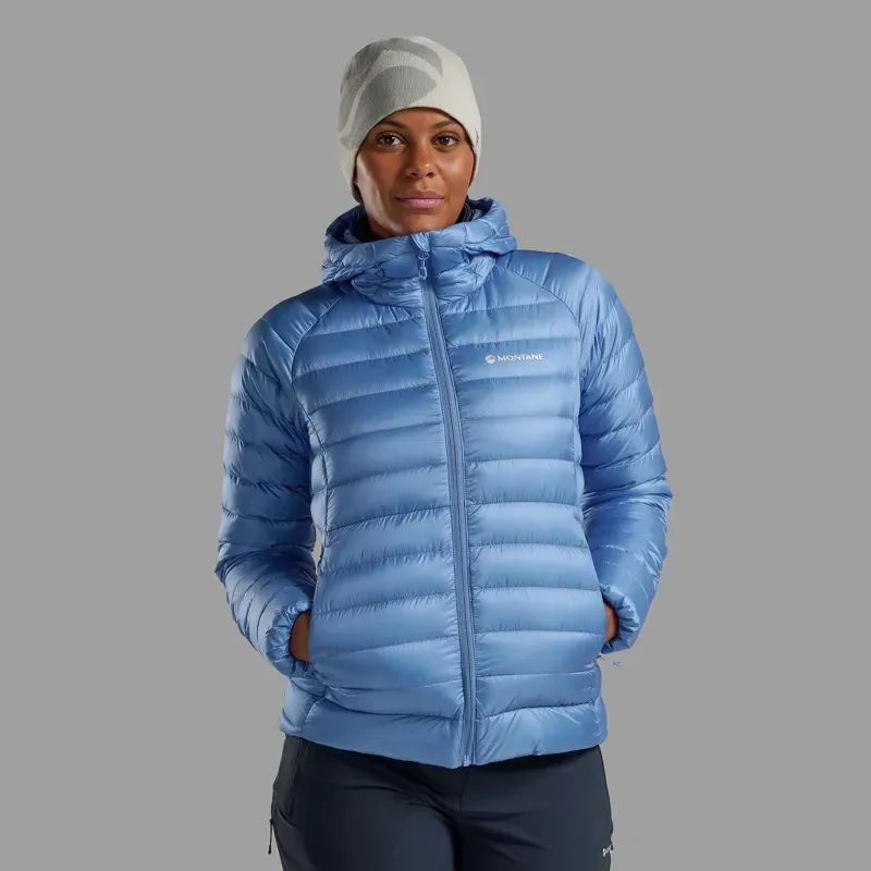 Montane Women's Anti Freeze Hooded Down Jacket in Cornflower-2