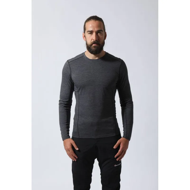 Montane Primino 140 Mens Long Sleeve T-Shirt in Black-1