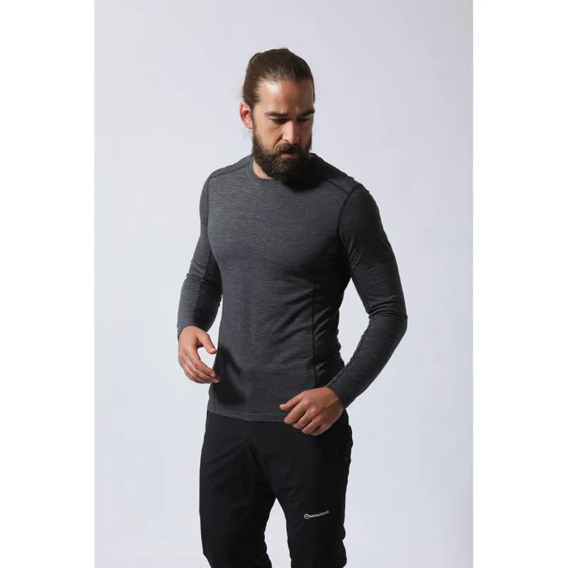 Montane Primino 140 Mens Long Sleeve T-Shirt in Black-2