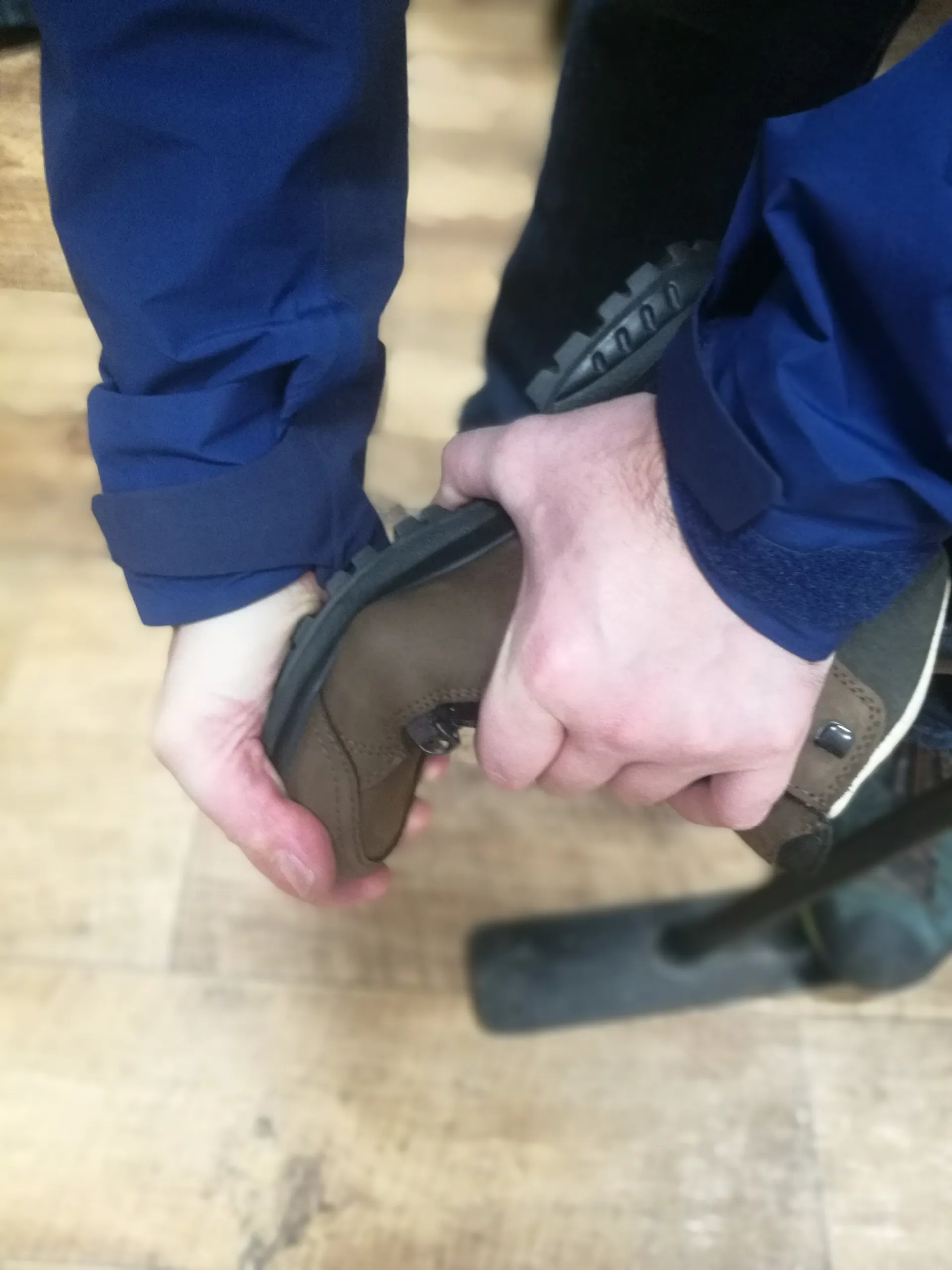 Bunion stretching on a walking boot