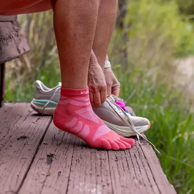 Injinji Ultra Run Mini Crew Socks in Coral-1