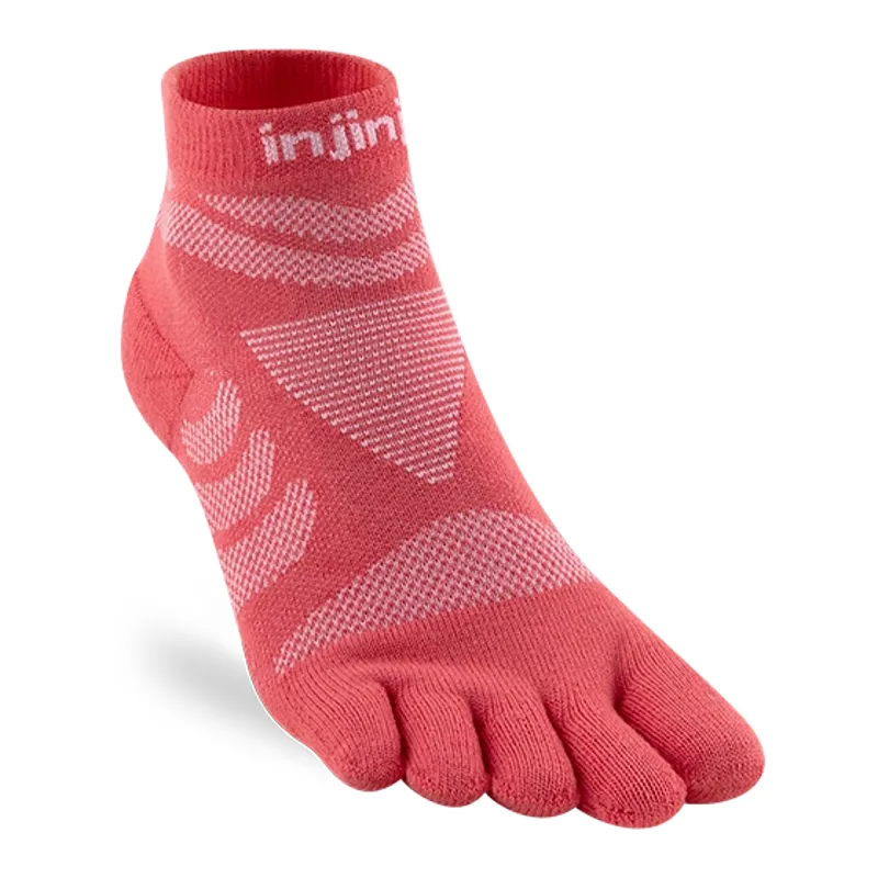 Injinji Ultra Run Mini Crew Socks in Coral-2