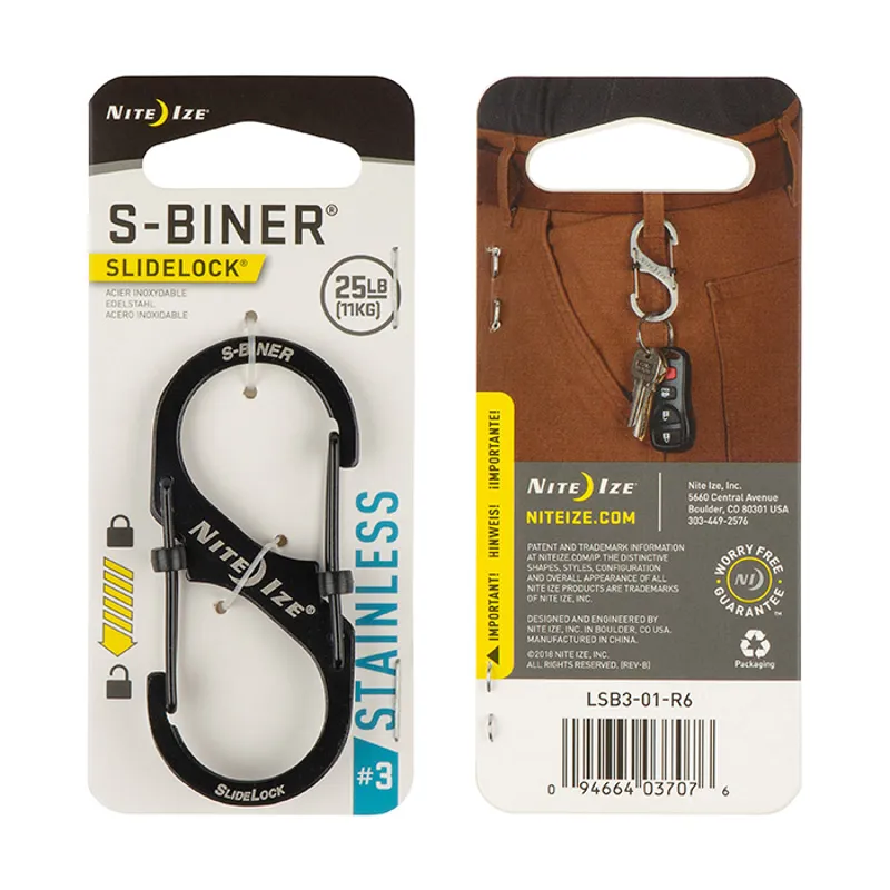 NiteIze S-Biner Slidelock Stainless Steel No.3 Black