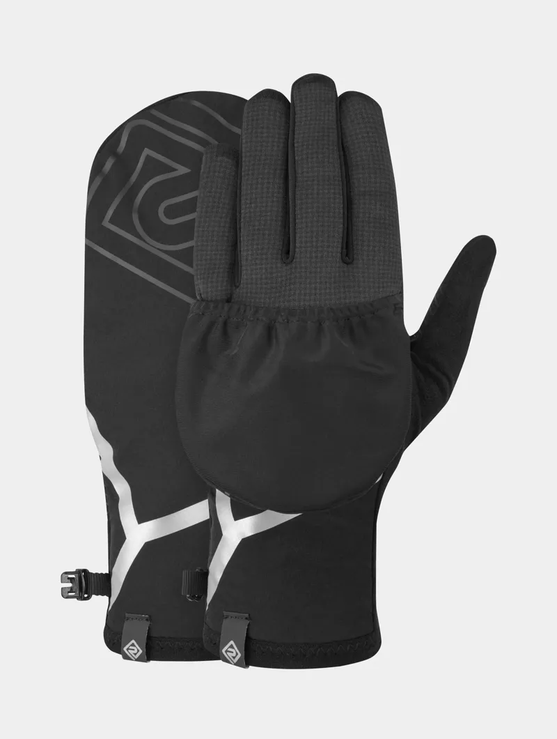 Ronhill Wind-Block Convertible Gloves in All Black-1