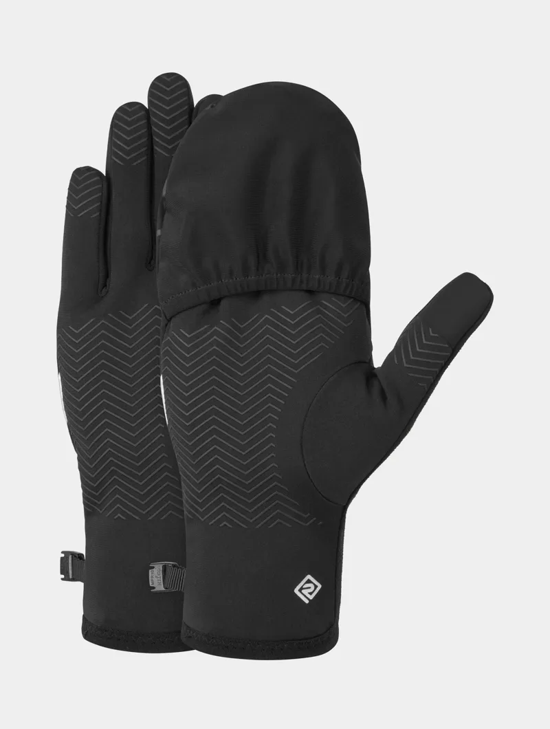 Ronhill Wind-Block Convertible Gloves in All Black