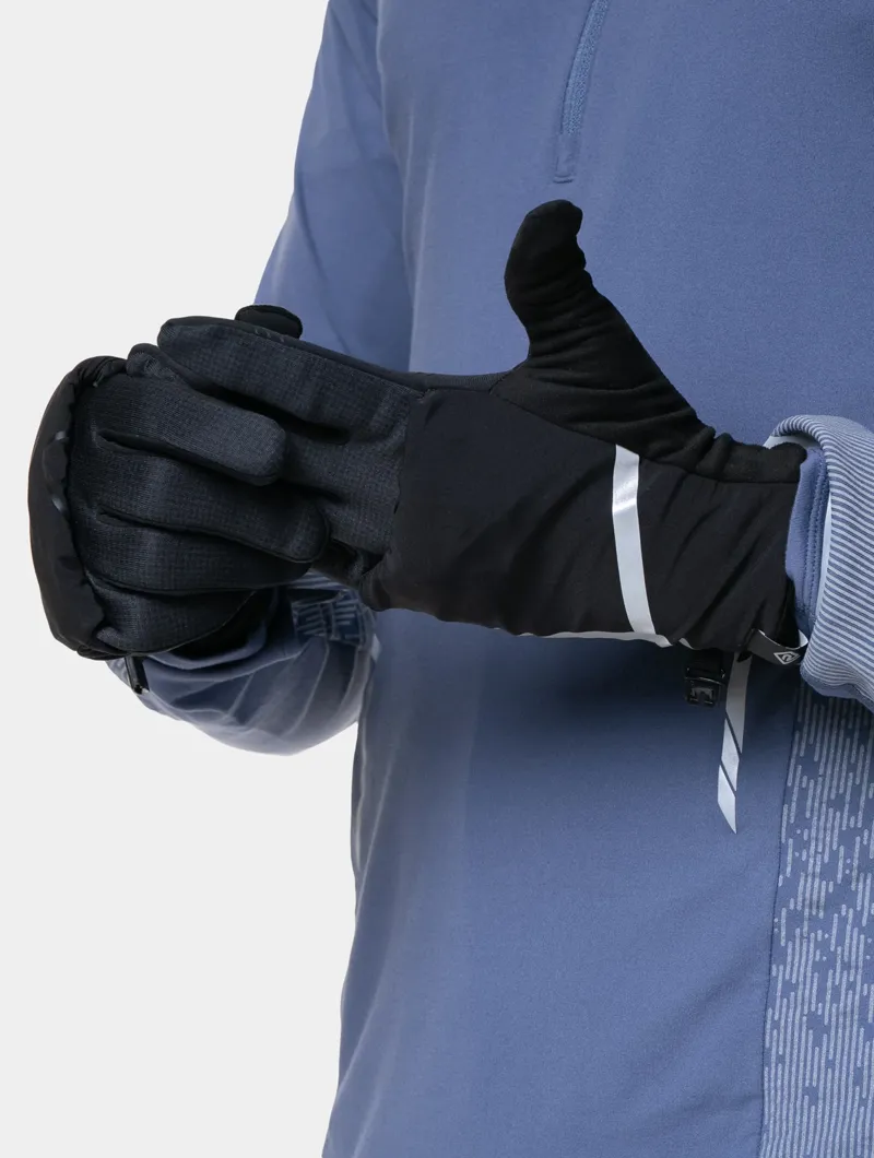 Ronhill Wind-Block Convertible Gloves in All Black-2