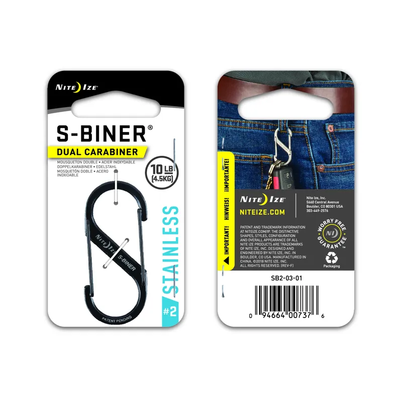 NiteIze S-Biner Dual Carabiner Stainless Steel 2 Black