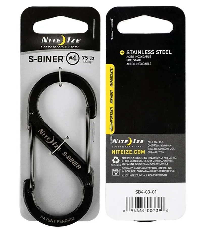 Nite Ize S-Biner Dual Carabiner Stainless Steel 4 in Black