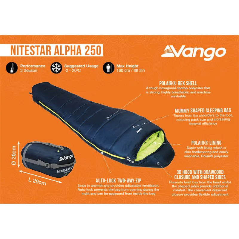 Vango Nitestar Alpha 250 Sleeping Bag in Classic Blue-1