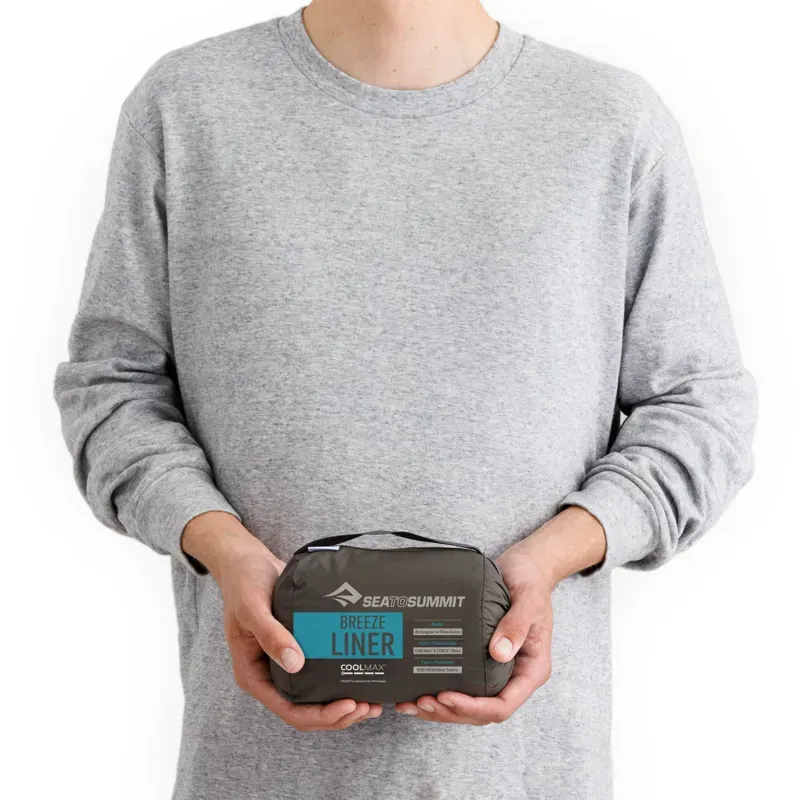 Sea To Summit Breeze Rectangular Sleeping Bag Liner w/Pillow in Cendre Blue-3